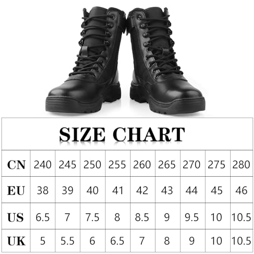 Ludey BDE-A006-BLACK-43 Military Boots Side Zipper Tactical Boots For Men Combat Army Boots Anti-Slip Police Boots Durable Security Boots Comfortable Duty Boots Desert Boots Black 9Us thumb #5