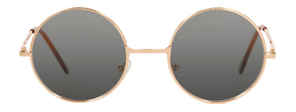 Circular Style Gold 46mm Frame Black Lens Sunglasses