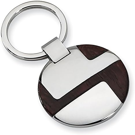 CHISEL Stainless Steel Polished Wood Inlay Key Chain