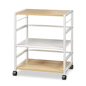 中古　パソコン・プリンターラック　白 2段 プリンターラック S サイドデスクワゴン キャスター付き