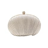 WDSBZNB Muschel Tasche Diamant Golden Abend Clutch Tasche Frauen Hochzeit Glänzende Handtaschen Braut Plissee Geldbörse Taschen Kette Umhängetasche(Silver)