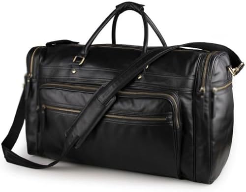 Leisure retro leather portable travel bag with cowhide top layer, large fashionable luggage bag