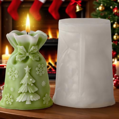 3D Weihnachtstüten Silikonformen Gießformen Weihnachten Kerzenformen Silikon Formen zum Gießen Kerzen Selber Machen Weihnachtsbaum Geschenktüten Silikonform Weihnachten Giessformen Silikon Kerzenform