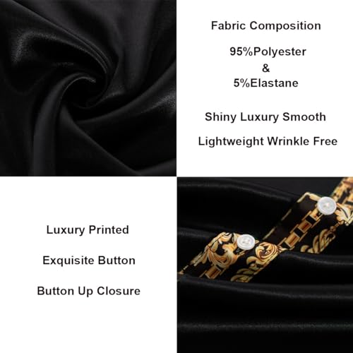 PJ PAUL JONES Mens Short Sleeve Button Down Shirts Casual Stretch Satin Silk Hawaiian Beach Shirt4