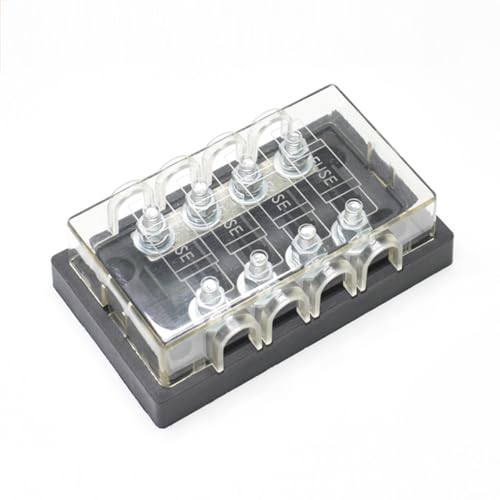 ELCOKITEX 4 Way InLine MIDI AMI Fuse Holder Distribution Block with Cover and Clear Plastic Case CFH-MIDI-TM4
