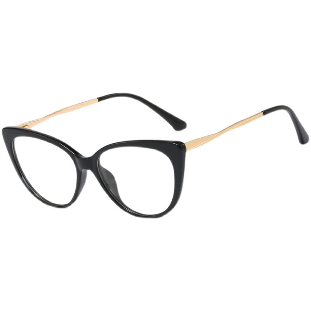 FREAZE 1,5 occhiali da lettura con occhio di gatto, montatura grande, alla moda, per la lettura, unisex, per computer, anti-stanchezza (colore: nero, dimensioni: 2,0X)