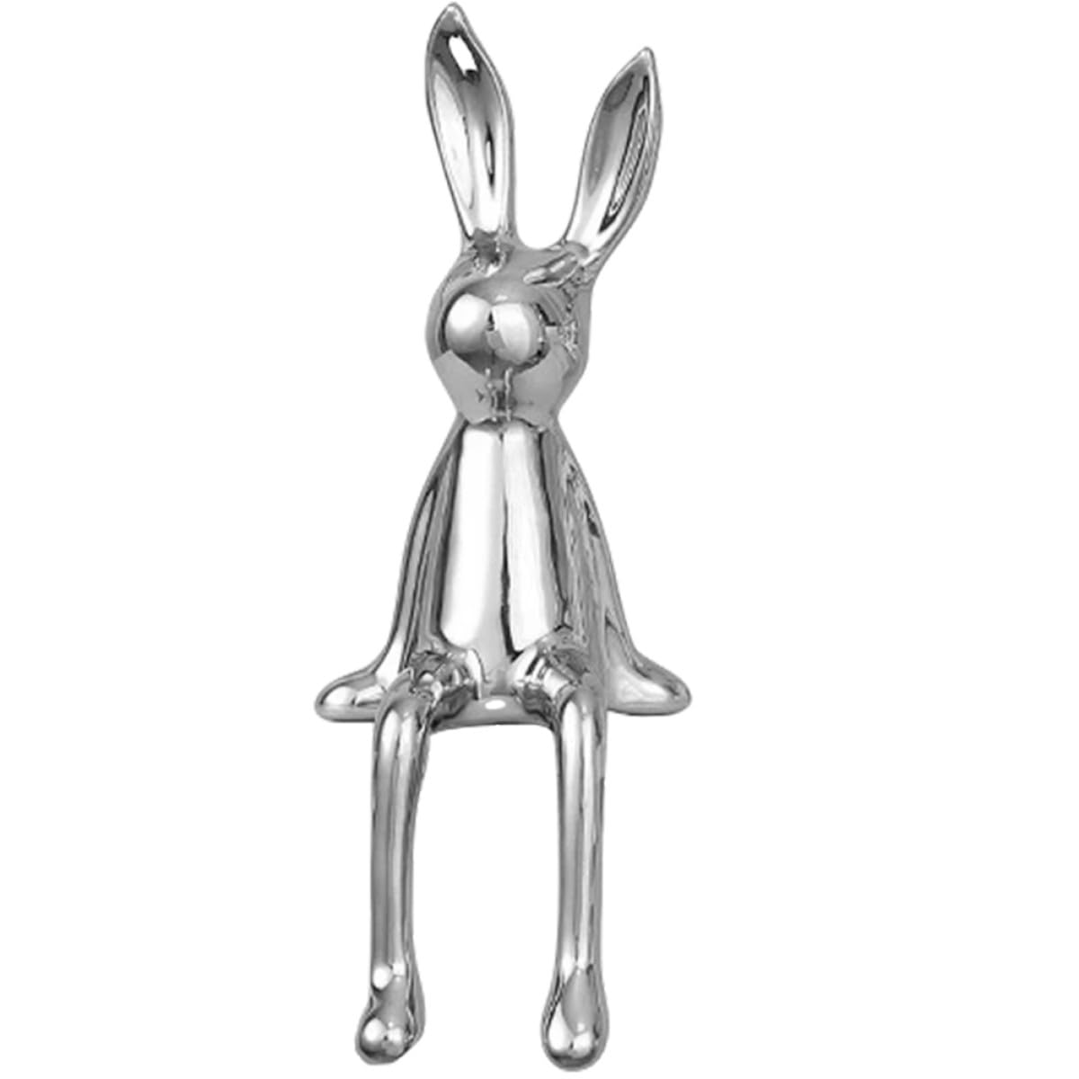 Statue lapin en céramique argentée, un présent original et délicat