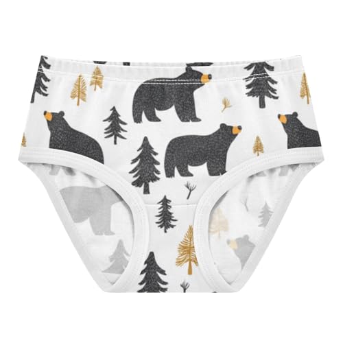 ZZKKO Abstract Black Bear Tree Girls Underwear Toddler Panties for Girls Comfort Brief Size 2T-8Y