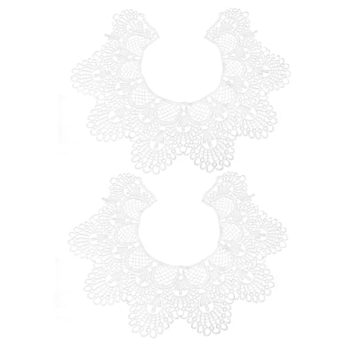 Anneome 2 piezas Lace Collar Floral Applique Bordado Encaje Blanco para DIY Ropa y Vestidos Elegantes