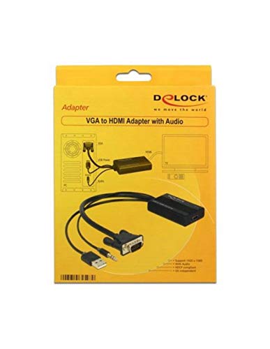 Adaptador VGA a HDMI DeLOCK 62597 con cable de alimentación USB 4