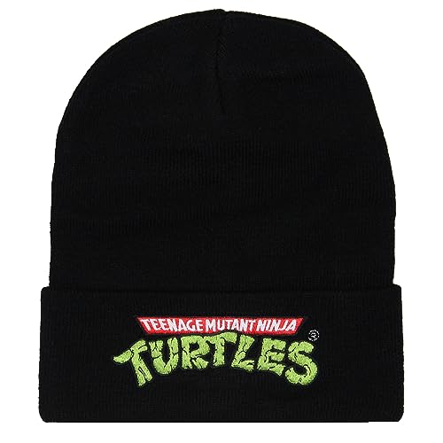 Bonnet Tortues Ninja noir brodé avec logo classique rétro pour fans