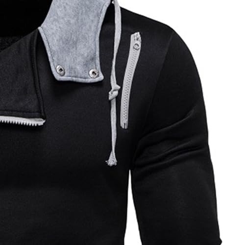 Men's Diagonal Zipper Hoodie Heavyweight Full Zip Male Sweatshirts Trendy Long Sleeve Male Hooded Pullover4