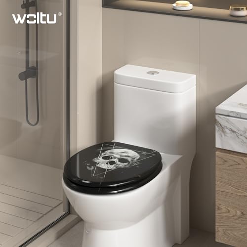 WOLTU Premium WC-Sitz Toilettensitz mit Absenkautomatik, MDF Holzkern, Softclose Scharnier, Desgin Décor Oval