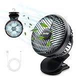 Camping Fan, Bravedge Desk Fan, 3-in-1 Portable Fan with 10000mAh Power Bank & 12 LED Light, Flexible Rotatable Clip On Fan with 3 Speeds for Car Seat Crib Bike Treadmill Camping Home Office Travel