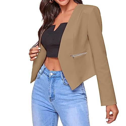 Blazers for Women Bussiness Casual Cropped Open Front Blazer Jacket Long Sleeves Dressy Work Suite Jackets with Pockets3