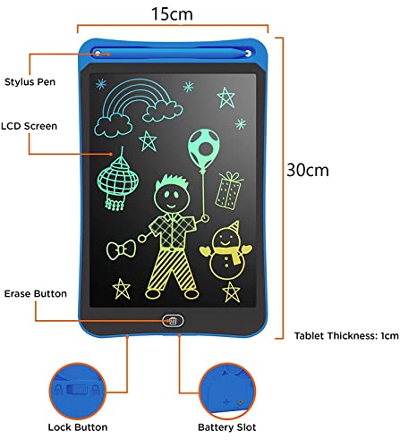 Image of SYGA LCD Writing Pad, 12 inch Kids Doodle & Scribble Boards Erasable Writing Tablet for Kids Adults, Blue