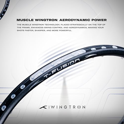 Image of Hundred T-Fusion 300 Unstrung Badminton Racket with Full Cover | 79 Grams | Maximum Tension ≤32 to 34 lbs (Grey /Lime)