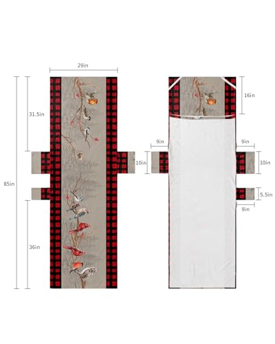 Chirstmas Birds Beach Lounge Chair Towel Cover, Soft Chaise Lounge Towel with Side Pockets Patio Pool Chairs Cover for Beach/Pool Sunbathing 29x85 Red Black Plaid Xmas Berry Tree