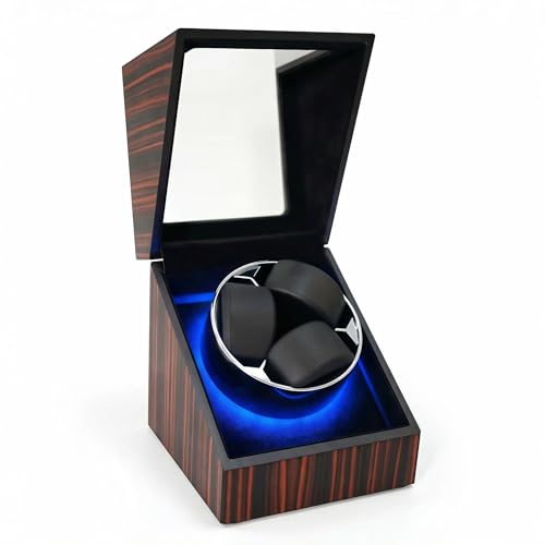 LHLTSLQ 3 Watch Winder for Automatic Watches, Watch Rotator for Rolex 5 Rotation Modes Box with Blue Light, Watches Winder Case USB-C or Battery Powered Present for Men Quiet Mabuchi Motor(≤5db)