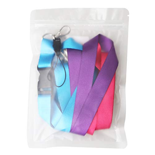 3 Stück Schlüsselband Lanyard, 47cm Ausweishülle Bunt Nylon Umhängeband Schlüsselbänder mit Abnehmbarer Schnalle für Schlüssel Ausweishüllen Arbeitskarte(Blau, Rosa, Lila)