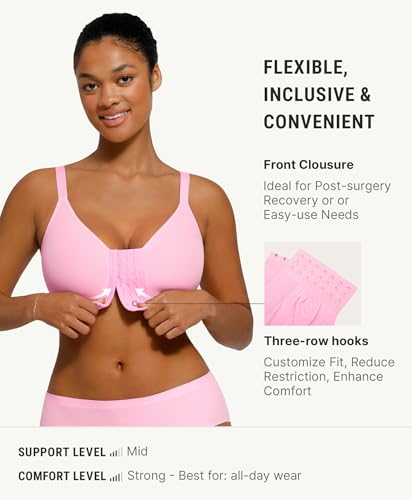Image of FeelinGirl Post Surgery Bras for Women Front Closure Mastectomy Bras Surgical Wireless Full Coverage Compression Bra