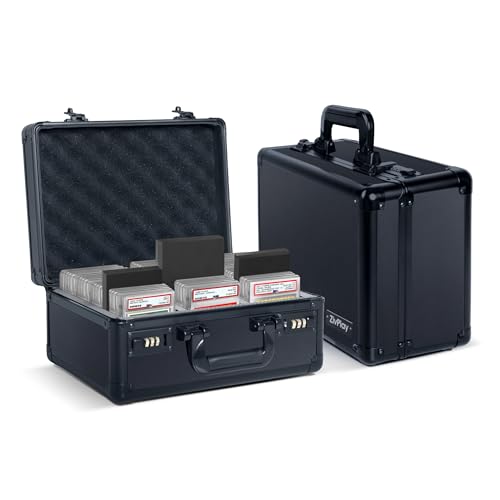 ZivPlay Graded Card Storage Box Graded Card Case for Sports Cards and Trading Card with Slab Holder Fits 108 PSA GMA 78 BGS HGA 88 SGC CSG or 375 Toploader Cards Antitheft Lock Black Color