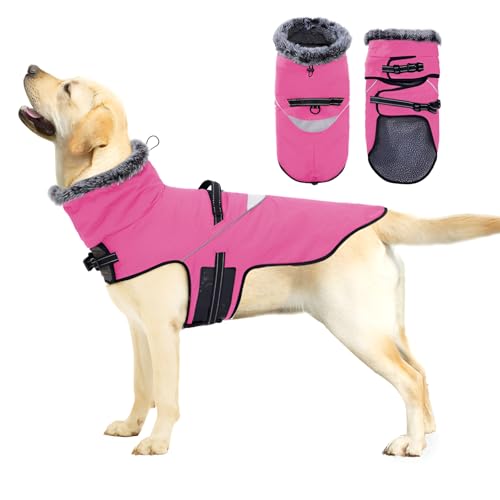 GIIPET 犬の服 防寒着 冬 トラクション一体型服 夜間反射 袖なし 裏起毛 高襟防風 防水ジャケット ドッグウエア パーカー 犬 コート 保温ペット服 犬洋服 犬 秋冬服 着脱簡単 軽量 暖かい 人気 小型犬 中型犬 大型犬服?外 お散歩