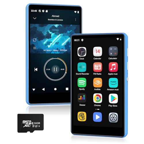 SWOFY 80GB MP3 Player mit Bluetooth & WiFi, SWOFY Hi-Fi 4.0 Inch Touchscreen MP4 Player, Android MP3 Player with Spotify, Amazon Music, FM Radio, Recorder, E-Book, Browser...