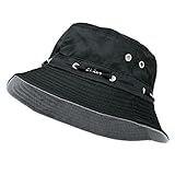 Summer Bucket Hat - Short Brim Cotton Boonie Hat for Hiking, Fishing, Outdoor Activities (Black)