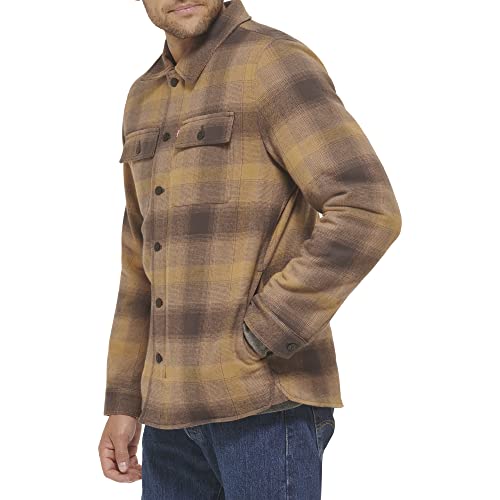 Levi's Men's Cotton Shirt Jacket, Brown/Tan/Dark Brown Plaid, Medium #TOP4