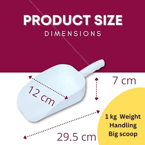 Image of 1kg Capacity Plastic Scoop for Grains, Pet Food, Flour, Spices, Powders, Chemical Use | Heavy-Duty Multipurpose Scooper for Shopkeepers, Manufacturers & Home Use - White