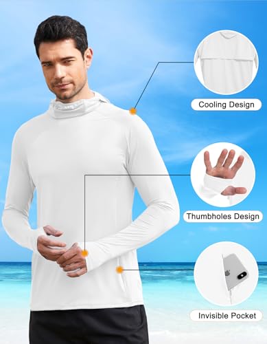 UUMIAER Men's Sun Protection Hoodie UPF 50+ Long Sleeve Sun Shirts with Mask Rash Guard Fishing Hiking Shirts3