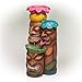 Alpine Corporation - 3-Tiered Colorful Tiki Head Water Fountain, Indoor/Outdoor Tropical Waterfall with LED Lights, for Garden, Patio, Yard, 35