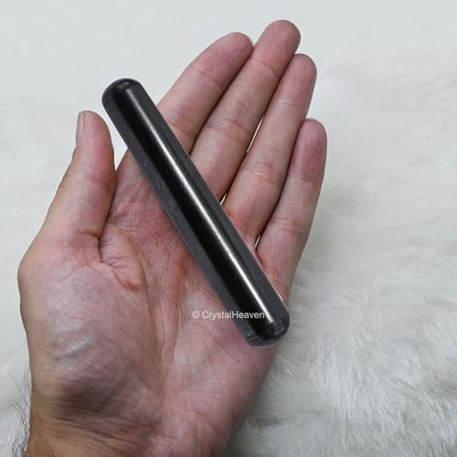 Image of Shungite Crystal Wand - Smooth Crystal Wand for Energy Healing, Chakra Balancing, Meditation and Home Decor - Crystals and Healing Stones for Gift