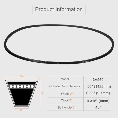 Courroie trapézoïdale 3V560 robuste de 1 cm de large pour couple élevé