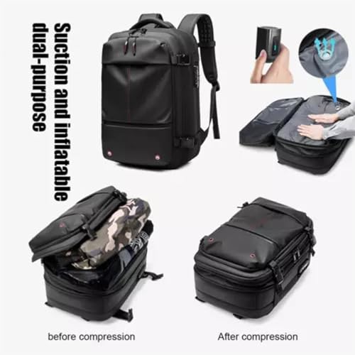 Spacevac Backpack, Vacpack Backpack with Vacuum, 60L Expandable Easy Vac Travel Bag with Pump, Waterproof & Anti-Theft (Black, With vacuum pump) 6