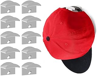 FCXJTU Adhesive Hat Hooks for Wall Mount (10-Pack) - Minimalist Hat Rack Design for Baseball Caps, No Drilling, Strong Hold Hat Hangers Storage Organizer for Door, Closet, Office, Bedroom, Room Decor