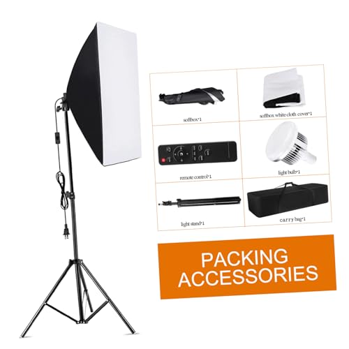 Image of POPETPOP Professional Softbox Lighting Kit for Photography 4-Piece Set with Soft Box Light Bulbs for Studio and Video Recording Continuous Lighting Equipment