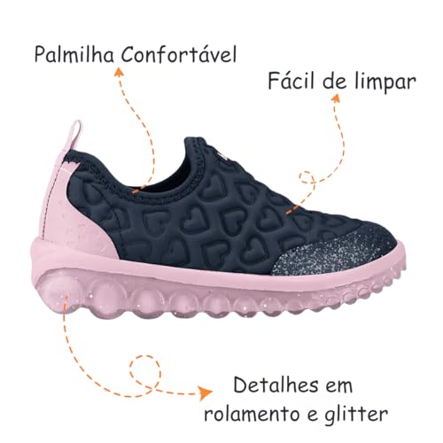 Tenis Infantil Slip On Menina Bibi Roller 2.0 Coração1155236