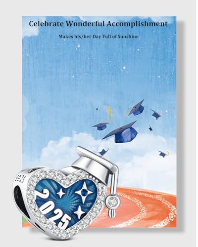 KEQ 2025 Graduation Cap Charms Fit for Pandora Bracelets Necklace 925 Silver Daught Granddaughter Graduation Bead Charm BBF Gift3