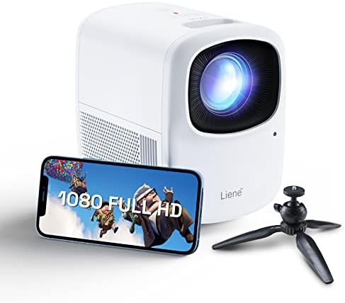 Liene Projector – Portable Projector, 1080P Full HD Mini Projector Compatible with TV Stick, Laptop, Smartphone, 8500lm Movie Projector for Home Theater & Outdoor Movies with Tripod & Remote Control