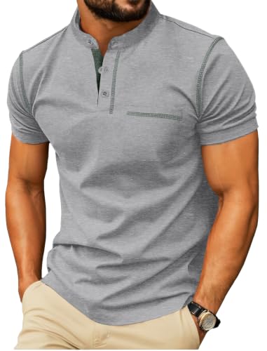 Image of Sailwind Mens Henley Shirts Short Sleeve Summer Casual Classic Cotton T Shirts Pocket Button Shirt