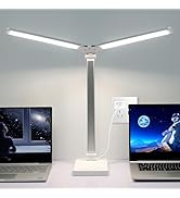 Semlos LED Desk Lamp, Bright Dual Arm Reading Light with Night Light, 25 Lighting Modes, USB Char...