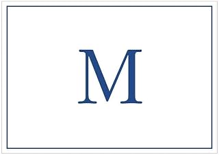 Caspari Navy Embossed Initials Boxed Note Cards in Letter M, 8 Note Cards & Envelopes