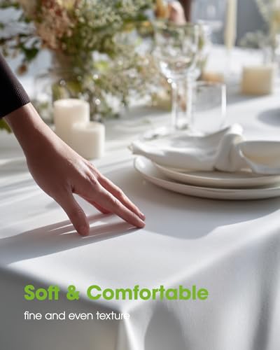 Image of Pureegg Polyester Tablecloth 54 inch x 54 inch Reusable & Washable 1 Pack White | Durable, SquareTable Cloth , for Outdoor Party, Picnic, Wedding, Banquet, Birthday