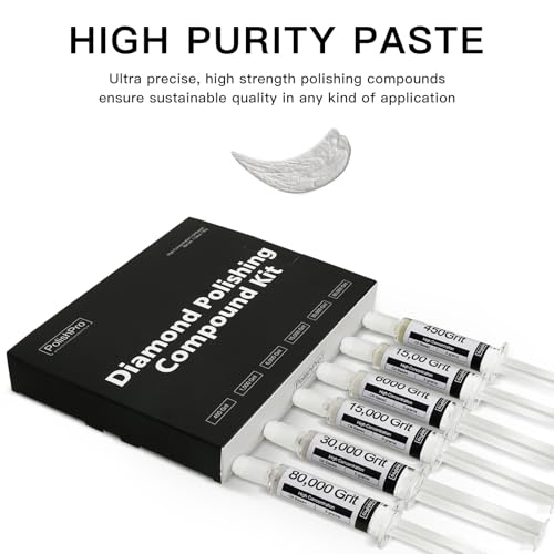 Polishpro Diamond Polishing Compound Kit Of 6 Polishing Paste 80,000 To 450 Grit For Glass Watch Marble Metal Resin Rock Jewelry thumb #1