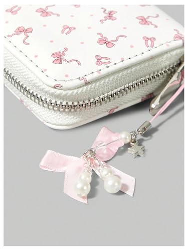 MakeMeChic Women's Cute Wallets Bow Pearls Small Wallet Coin Purse Cash Pocket with Zipper Multicolor One-Size2