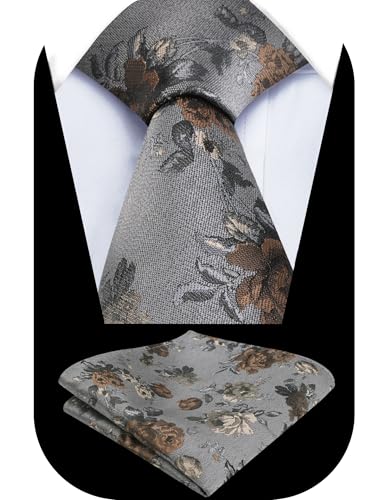 Image of Alizeal Mens 3.15'' Colorful Flower Pattern and handkerchief Necktie Set