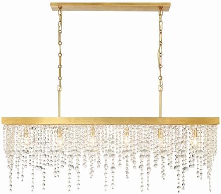 Crystorama Winham 6 Light Antique Gold Linear Chandelier