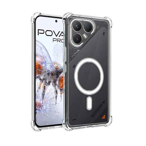 Image of Amazon Brand - Solimo Thermoplastic Polyurethane Wireless Charging Support Back Cover for Tecno Pova 7 Pro 5G Wireless Charging Support Back Cover - Transparent